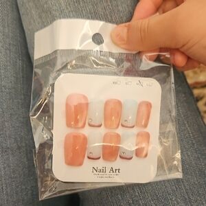 Peach and White Nail Art Set